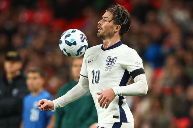 Jack Grealish of England controls the ball with their chest England v Finland, UEFA Nations League, League B, Group 2, Football, Wembley Stadium, London, UK, 10 Sep 2024 EDITORIAL USE ONLY No use with unauthorised audio, video, data, fixture lists, club league logos or live services. Online in-match use limited to 120 images, no video emulation. No use in betting, games or single club league player publications. Copyright: xKieranxMcManus Shutterstockx 14706825ea