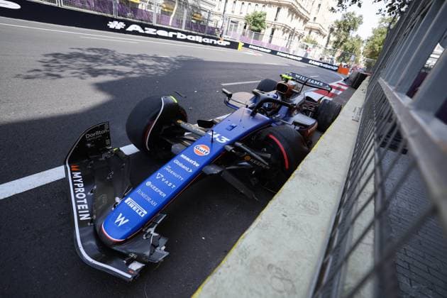 Sport Bilder des Tages 43 COLAPINTO Franco (arg), Williams Racing FW46, action, crash, accident, during the Formula 1 Azerbaijan Grand Prix 2024, 17th round of the 2024 Formula One World Championship, WM, Weltmeisterschaft from September 13 to 15, 2024 on the Baku City Circuit, in Baku, Azerbaijan - F1 - AZERBAIJAN GRAND PRIX 2024 DPPI Panoramic 240913_R17_AZERBAIJAN_DP_FG0O5997