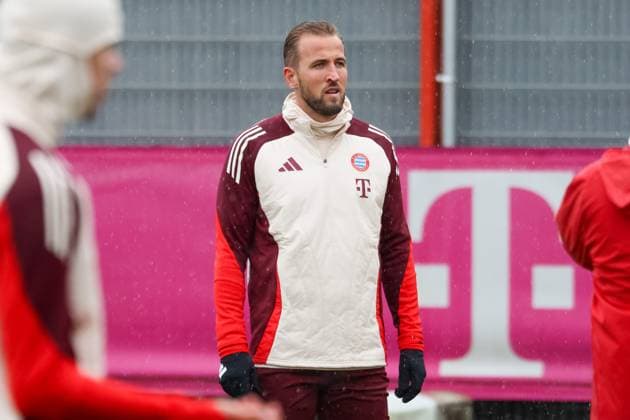 Harry Kane (FC Bayern Muenchen, 09) beim Training im Regen, Abschlusstraining, FC Bayern Muenchen, Fussball, UEFA Champions League, 1. Spieltag, Saison 24 25, 16.09.2024, Abschlusstraining, FC Bayern Muenchen, Fussball, UEFA Champions League, 1. Spieltag, Saison 24 25, 16.09.2024 Muenchen Copyright: xEibner-Pressefoto JennixMaulx EP_JML