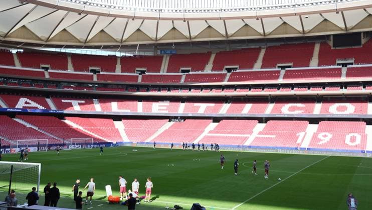 Atletico Madrid - RB Leipzig CL MD-1 Madrid, 18.09.2024, Estadio Wanda Metropolitano, Fussball , UEFA Champions League, 1. Spieltag, Atletico Madrid vs. RB Leipzig , Matchday-1, Abschlusstraining RB Leipzig , Im Bild; Leipzigs Mannschaft trainiert im Estadio Wanda Metropolitano , Only editorial use! , UEFA regulations prohibit any use of photographs as image sequences and or quasi-video ,