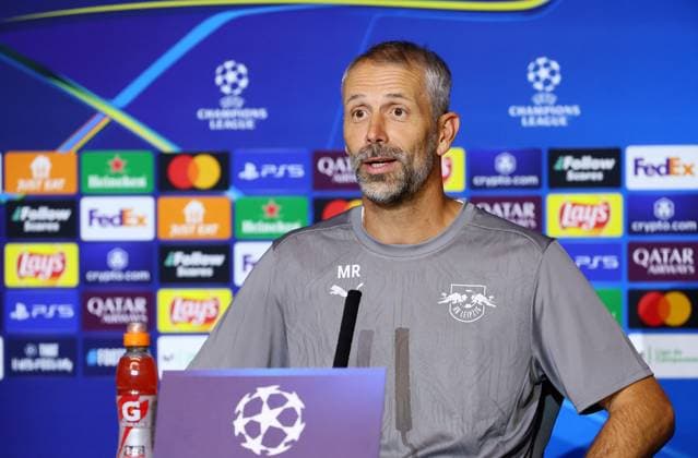 Atletico Madrid - RB Leipzig CL MD-1 Madrid, 18.09.2024, Estadio Wanda Metropolitano, Fussball , UEFA Champions League, 1. Spieltag, Atletico Madrid vs. RB Leipzig , Matchday-1, Pressekonferenz , Im Bild; Trainer Marco Rose, RB Leipzig , Only editorial use! Foto nur zur redaktionellen Nutzung bestimmt! , UEFA regulations prohibit any use of photographs as image sequences and or quasi-video ,