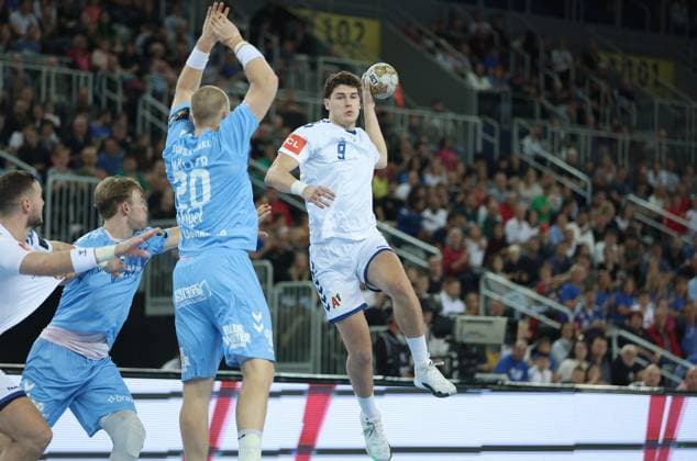 HC Zagreb v Aalborg Handbold - EHF Champions League ZAGREB, CROATIA - SEPTEMBER 18: Luka Lovre Klarica of HC Zagreb in action during EHF Champions League Group Phase match between HC Zagreb and Aalborg Handbold at Arena Zagreb on September 18, 2024 in Zagreb, Croatia. SanjinxStrukic PIXSELL