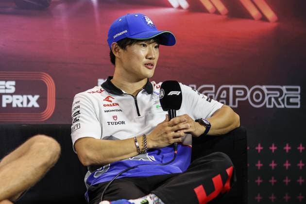 TSUNODA Yuki (jap), Visa Cash App RB F1 Team VCARB 01, portrait press conference, PK, Pressekonferenz during the Formula 1 Singapore Grand Prix 2024, 18th round of the 2024 Formula One World Championship, WM, Weltmeisterschaft from September 20 to 22, 2024 on the Marina Bay Circuit, in Singapore, Singapore - F1 - SINGAPORE GRAND PRIX 2024 DPPI Panoramic 240919_R18_SINGAPORE_DP_XB3_8493