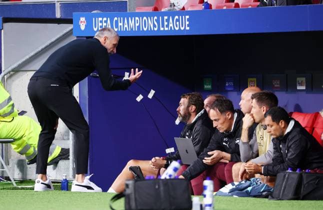 Sport Bilder des Tages Madrid, 19.09.2024, Estadio Wanda Metropolitano, Fussball, UEFA Champions League, 1. Spieltag , Atletico Madrid vs. RB Leipzig , Im Bild; Trainer Marco Rose, RB Leipzig , Only editorial use! Foto nur zur redaktionellen Nutzung bestimmt! , UEFA regulations prohibit any use of photographs as image sequences and or quasi-video ,