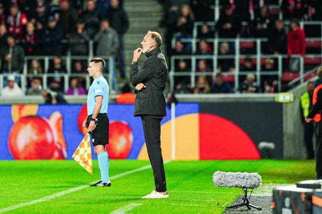 Pellegrino Matarazzo (TSG 1899 Hoffenheim, Trainer) DEN, FC Midtjylland vs. TSG 1899 Hoffenheim, Fussball, UEFA Europa League, Spieltag 1, Spielzeit 2024 25, 25.09.2024 DEN, FC Midtjylland vs. TSG 1899 Hoffenheim, Fussball, UEFA Europa League, Spieltag 1, Spielzeit 2024 25, 25.09.2024 Herning Copyright: xEibner-Pressefoto MarcelxvonxFehrnx EP_MFN