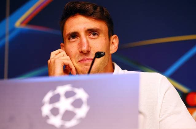 Juventus Turin Pressekonferenz Champions League Leipzig, 01.10.2024, RB Akademie, Fussball, UEFA Champions League, Matchday-1, RB LEIPZIG vs. JUVENTUS TURIN am 02 10 2024 , Pressekonferenz Juventus Turin , Im Bild: Andrea Cambiaso (27, JUVE, Player) ,