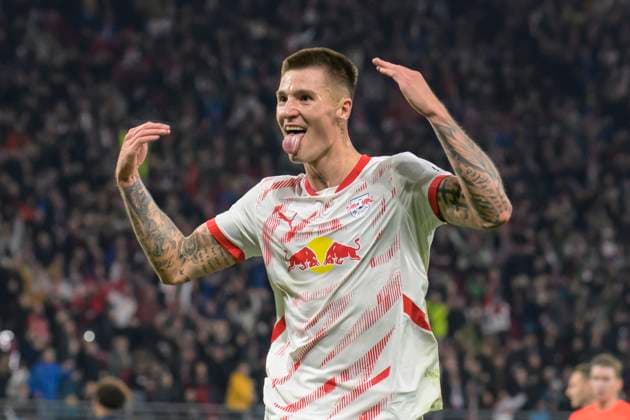 GER, Sachsen, Leipzig, RB Leipzig vs Juventus Turin, Champions League, CHL, UCL, Spieltag, Spielzeit 2024 2025, RB Arena, v.l. im Bild: Benjamin Sesko (RB Leipzig 30), feiert sein Tor, Tor, Treffer, Jubel, Torjubel, Freude, Begeisterung, feiert, zum 1:0, 02.10.2024, Copyright: HMBxMedia UwexKoch