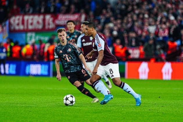 Joshua Kimmich (FC Bayern Muenchen, 06), Youri Tielemans (Aston Villa, 08) ENG, Aston Villa vs. FC Bayern Muenchen, Fussball, UEFA Champions League, Spieltag 2, Spielzeit 2024 25, 02.10.2024 ENG, Aston Villa vs. FC Bayern Muenchen, Fussball, UEFA Champions League, Spieltag 2, Spielzeit 2024 25, 02.10.2024 Birmingham Copyright: xEibner-Pressefoto MarcelxvonxFehrnx EP_MFN