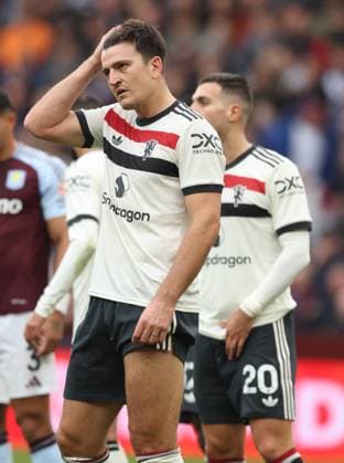 Football - 2024 2025 Premier League - Aston Villa vs Manchester United, ManU - Villa Park - Sunday 6th October 2024 Harry Maguire of Manchester United looks dejected