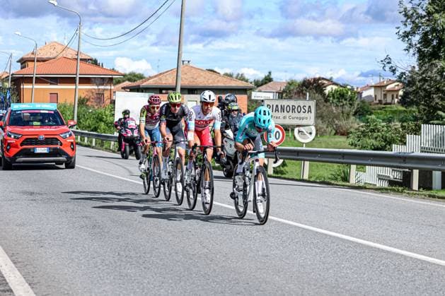 October 10, 2024, Borgomanero, Milan, Italy: Leading Group, Ponomar Andrii, Zukowsky Nickolas, Munoz Llana Francisco and Colnaghi Luca during Gran Piemonte, Street Cycling race in Borgomanero, Italy, October 10 2024 CICLISMO - Ciclismo Su Strada - Gran Piemonte - ZUMAs349 20241010_zsa_s349_015 Copyright: xTommasoxBerardi IpaxSportx xIpax