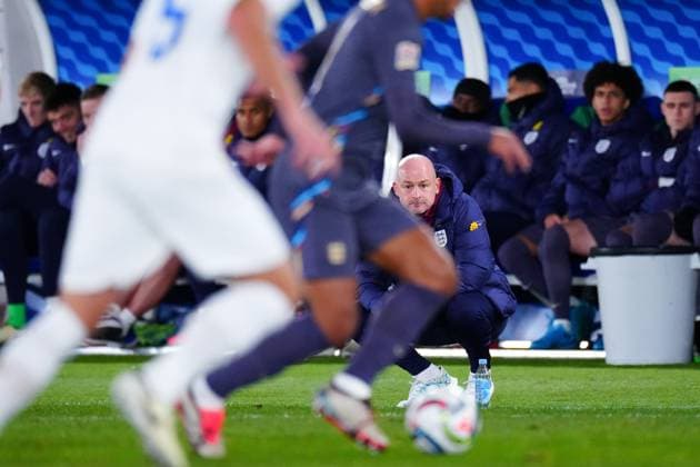 England Interim Head Coach Lee Carsley looks on Finland v England, UEFA Nations League, League B, Group 2, Football, Helsinki Olympic Stadium, Helsinki, Finland, 13 Oct 2024 EDITORIAL USE ONLY No use with unauthorised audio, video, data, fixture lists, club league logos or live services. Online in-match use limited to 120 images, no video emulation. No use in betting, games or single club league player publications. Copyright: xJavierxGarcia Shutterstockx 14776794cw