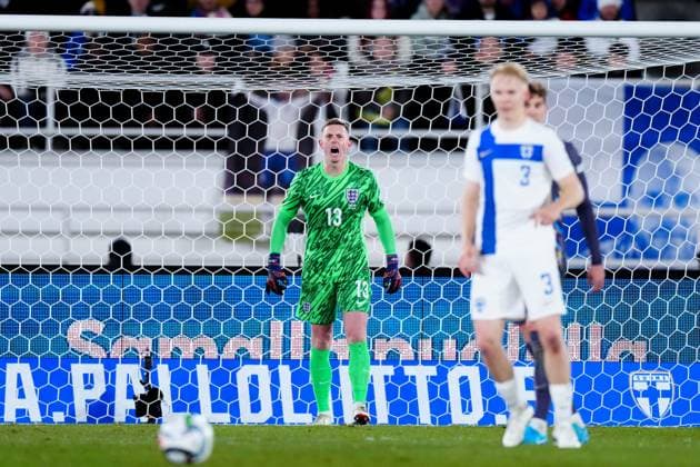 England goalkeeper Dean Henderson Finland v England, UEFA Nations League, League B, Group 2, Football, Helsinki Olympic Stadium, Helsinki, Finland, 13 Oct 2024 EDITORIAL USE ONLY No use with unauthorised audio, video, data, fixture lists, club league logos or live services. Online in-match use limited to 120 images, no video emulation. No use in betting, games or single club league player publications. Copyright: xJavierxGarcia Shutterstockx 14776794de