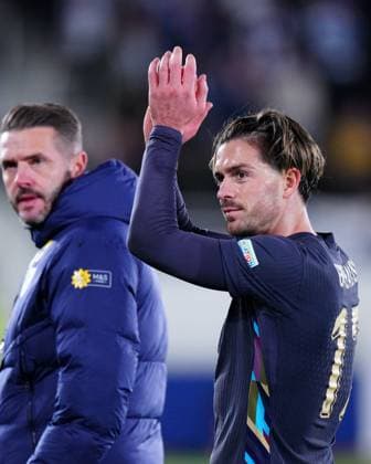 Jack Grealish of England applauds fans after the full time whistle Finland v England, UEFA Nations League, League B, Group 2, Football, Helsinki Olympic Stadium, Helsinki, Finland, 13 Oct 2024 EDITORIAL USE ONLY No use with unauthorised audio, video, data, fixture lists, club league logos or live services. Online in-match use limited to 120 images, no video emulation. No use in betting, games or single club league player publications. Copyright: xJavierxGarcia Shutterstockx 14776794dy