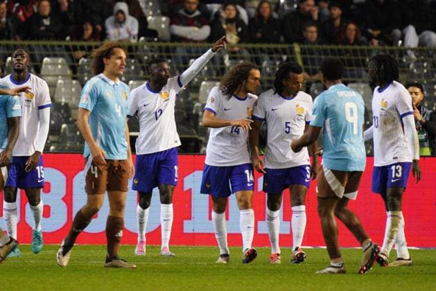 Randal Kolo Muani of France celebrates after he puts his side 2-1 ahead Belgium v France, UEFA Nations League, League A, Group 2, Football, Stade Roi Baudouin, Brussels, Belgium, 14 Oct 2024 EDITORIAL USE ONLY No use with unauthorised audio, video, data, fixture lists, club league logos or live services. Online in-match use limited to 120 images, no video emulation. No use in betting, games or single club league player publications. Copyright: xDavexWinter Shutterstockx 14783126ay