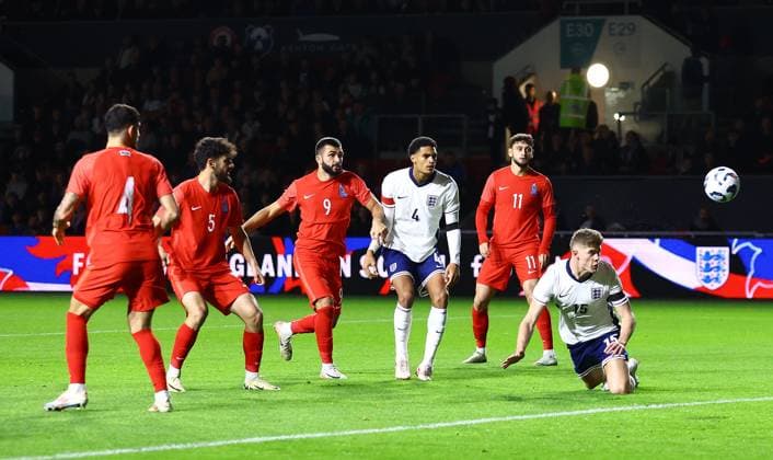 Charlie Cresswell of England U21, U 21 scores a goal to make the score 1-0 England U21 v Azerbaijan U21, UEFA U21 Championship 2025 Qualification, Group F, Football, Ashton Gate, Bristol, UK, 15 Oct 2024 EDITORIAL USE ONLY No use with unauthorised audio, video, data, fixture lists, club league logos or live services. Online in-match use limited to 120 images, no video emulation. No use in betting, games or single club league player publications. Copyright: xKieranxMcManus Shutterstockx 14785525i