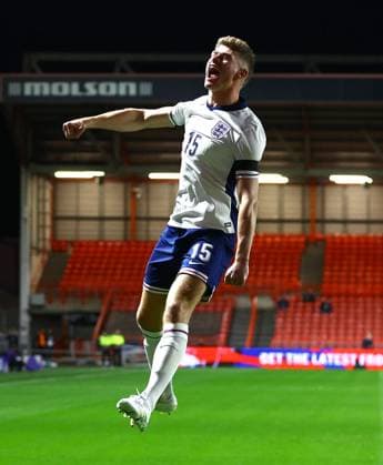 Charlie Cresswell of England U21, U 21 celebrates scoring a goal to make the score 1-0 England U21 v Azerbaijan U21, UEFA U21 Championship 2025 Qualification, Group F, Football, Ashton Gate, Bristol, UK, 15 Oct 2024 EDITORIAL USE ONLY No use with unauthorised audio, video, data, fixture lists, club league logos or live services. Online in-match use limited to 120 images, no video emulation. No use in betting, games or single club league player publications. Copyright: xKieranxMcManus Shutterstockx 14785525l