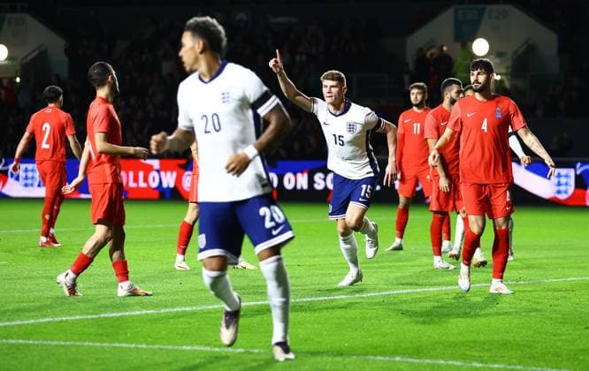 Charlie Cresswell of England U21, U 21 celebrates scoring a goal to make the score 1-0 England U21 v Azerbaijan U21, UEFA U21 Championship 2025 Qualification, Group F, Football, Ashton Gate, Bristol, UK, 15 Oct 2024 EDITORIAL USE ONLY No use with unauthorised audio, video, data, fixture lists, club league logos or live services. Online in-match use limited to 120 images, no video emulation. No use in betting, games or single club league player publications. Copyright: xKieranxMcManus Shutterstockx 14785525m