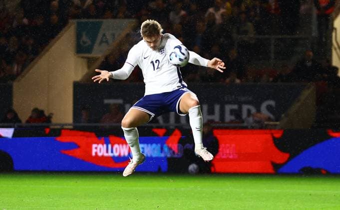 Callum Doyle of England U21, U 21 scores a goal to make the score 2-0 England U21 v Azerbaijan U21, UEFA U21 Championship 2025 Qualification, Group F, Football, Ashton Gate, Bristol, UK, 15 Oct 2024 EDITORIAL USE ONLY No use with unauthorised audio, video, data, fixture lists, club league logos or live services. Online in-match use limited to 120 images, no video emulation. No use in betting, games or single club league player publications. Copyright: xKieranxMcManus Shutterstockx 14785525w