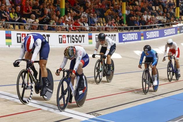 CICLISMO - Ciclismo su Pista - Tissot 2024 Track World Championships Tissot Track cycling, Rad, Radsport, Bahnrad, Bahn World Championship, WM, Weltmeisterschaft - Ballerup, Copenaghen, Den- 18-10-2024 - Womenâ??s Keirin - Sato Mina, Jpn - Mathilde Gros, Fra during Tissot 2024 Track World Championships, Track cycling race in Copenhagen, Denmark, October 20 2024 Copenhagen Denmark Copyright: xIPAxSport ABACAx