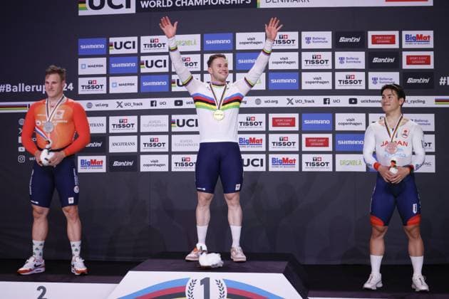 CICLISMO - Ciclismo su Pista - Tissot 2024 Track World Championships Tissot Track cycling, Rad, Radsport, Bahnrad, Bahn World Championship, WM, Weltmeisterschaft - Ballerup, Copenaghen, Den- 20 - 10-2024 - Men s Sprint - Lavreysen Harrie, Hoogland Jeffrey, Ota Kaiya during Tissot 2024 Track World Championships, Track cycling race in Copenhagen, Denmark, October 20 2024 Copenhagen Denmark Copyright: xIPAxSport ABACAx