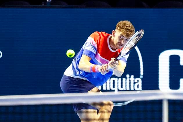 Jerome Kym (SUI) , Tennis, Swiss Indoors ATP, Tennis Herren World Tour 500), 1 16 Finals Einzel, 2024, Ugo Humbert (FRA) vs. Jerome Kym (SUI), 21.10.2024, St. Jakobshalle, Basel, Schweiz Basel St. Jakobshalle BS Schweiz Copyright: xGrantxHubbsx