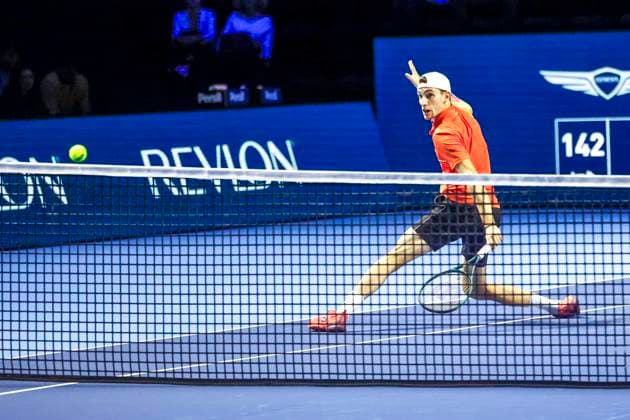 Ugo Humbert (FRA) , Tennis, Swiss Indoors ATP, Tennis Herren World Tour 500), 1 16 Finals Einzel, 2024, Ugo Humbert (FRA) vs. Jerome Kym (SUI), 21.10.2024, St. Jakobshalle, Basel, Schweiz Basel St. Jakobshalle BS Schweiz Copyright: xGrantxHubbsx