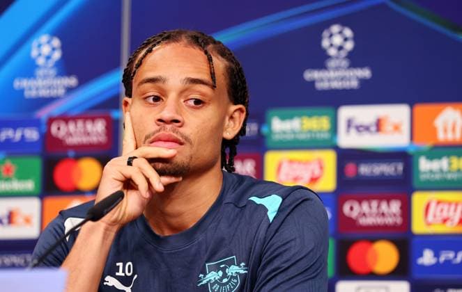 RB Leipzig - Pressekonferenz Champions League Leipzig, 22.10.2024, RB Akademie, Fussball, UEFA Champions League, Matchday-1, RB LEIPZIG vs.FC LIVERPOOL am 23 10 2024 , Pressekonferenz RB Leipzig , Im Bild: Xavi Simons (10, RB Leipzig Player) ,