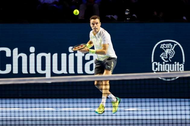 Roberto Bautista Agut (ESP) , Tennis, Swiss Indoors ATP, Tennis Herren World Tour 500), 1 16 Finals Einzel, 2024, Roberto Bautista Agut (ESP) vs. Casper Ruud (NOR), 23.10.2024, St. Jakobshalle, Basel, Schweiz Basel St. Jakobshalle BS Schweiz Copyright: xGrantxHubbsx