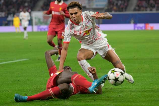 GER, Sachsen, Leipzig, Champions League RB Leipzig gegen FC Liverpool, CHL, UCL, Spieltag, Spielzeit 2024 2025, RB Arena, v.l. im Bild: Ibrahima Konate (FC Liverpool - 09), Antonio Nusa (RB Leipzig 07), Zweikampf, Action, Kampf, kaempft um den Ball, 23.10.2024, Copyright: HMBxMedia UwexKoch