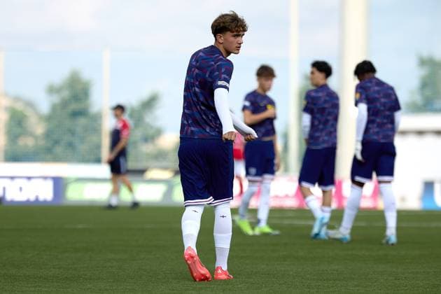 TA™ QALI, MALTA - OCTOBER 24: Max Dowman of England gestures during the pre-match warm up prior to the UEFA European Under-17 Championship 2025 Group 1 qualifying soccer match between England and Malta at the Centenary Stadium, Ta™ Qali, Malta on October 24, 2024. England v Malta - Under-17 Championship UEFA Qualifying 2025 UEFA_U17_QLFY_25