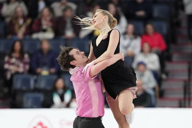 October 26, 2024, Halifax, Ns, Canada: Ice Dancers Alicia Fabbri and Paul Ayer, of Canada, compete in rhythm dance at the Skate Canada International Figure skating, Eiskunstlauf competition in Halifax on Saturday, October 26, 2024. Alicia Fabbri, Paul Ayer - ZUMAc35_ 20241026_zaf_c35_005 Copyright: xDarrenxCalabresex