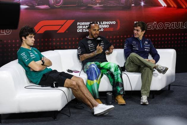 HAMILTON Lewis (gbr), Mercedes AMG F1 Team W15, portrait STROLL Lance (can), Aston Martin F1 Team AMR24, portrait COLAPINTO Franco (arg), Williams Racing FW46, portrait press conference, PK, Pressekonferenz during the Formula 1 Grande Premio de Sao Paulo 2024, 21th round of the 2024 Formula One World Championship, WM, Weltmeisterschaft from November 1 to 3, 2024 on the Interlagos Circuit, in Sao Paulo, Brazil - F1 - SAO PAULO GRAND PRIX 2024 DPPI Panoramic 241031_R21_BRASILE_DP_XB3_1292