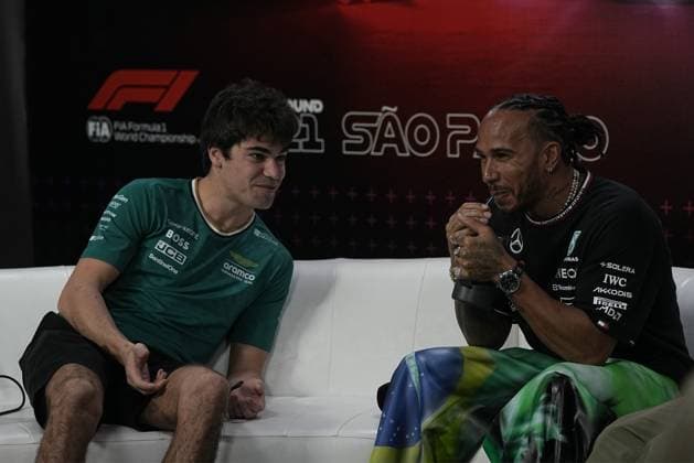 October 31, 2024, Sao Paulo, Sao Paulo, Brazil: LANCE STROLL, of Aston Martin Aramco F1 Team (l) and LEWIS HAMILTON, of Mercedes AMG Petronas F1 Team, during the press conference, PK, Pressekonferenz ahead of the Grand Prix Sao Paulo of Formula 1 2024 at Interlagos autodrome in Sao Paulo, Brazil, on October, 31. The grand prix will be celebrated on Sunday, November 3. Sao Paulo Brazil - ZUMAl146 20241031_aaf_l146_016 Copyright: xPauloxLopesx