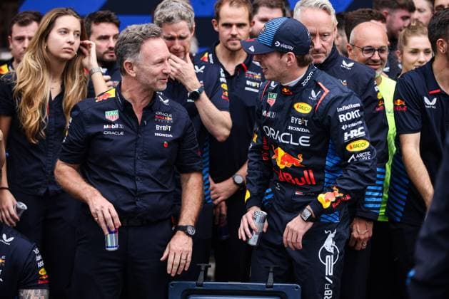HORNER Christian (gbr), Team Principal of Red Bull Racing, portrait VERSTAPPEN Max (ned), Red Bull Racing RB20, portrait WHEATLEY Jonathan (gbr), Team Manager of Red Bull Racing, portrait during the Formula 1 Grande Premio de Sao Paulo 2024, 21th round of the 2024 Formula One World Championship, WM, Weltmeisterschaft from November 1 to 3, 2024 on the Interlagos Circuit, in Sao Paulo, Brazil - F1 - SAO PAULO GRAND PRIX 2024 DPPI Panoramic 241103_R21_BRASILE_DP_XB5_5741