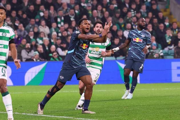 Celtic Glasgow - RB Leipzig Champions League Glasgow, 05.11.2024, Celtic Park, Fussball, UEFA Champions League, 4. Spieltag , Celtic Glasgow vs. RB Leipzig , Im Bild: Lois Openda (11, RB Leipzig) , Only editorial use! Foto nur zur redaktionellen Nutzung bestimmt! , UEFA regulations prohibit any use of photographs as image sequences and or quasi-video ,