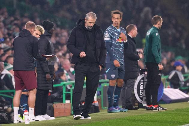 Celtic Glasgow - RB Leipzig Champions League Glasgow, 05.11.2024, Celtic Park, Fussball, UEFA Champions League, 4. Spieltag , Celtic Glasgow vs. RB Leipzig , Im Bild: Trainer Marco Rose (RB Leipzig) , Only editorial use! Foto nur zur redaktionellen Nutzung bestimmt! , UEFA regulations prohibit any use of photographs as image sequences and or quasi-video ,
