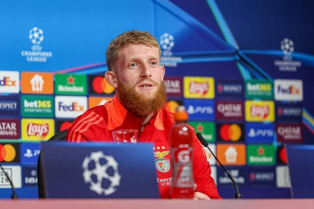 Jan-Niklas Beste (Benfica Lissabon, SL Benfica, 37), Ger, Internationale Pressekonferenz, Benfica Lissabon, SL Benfica, Fussball, UEFA Champions League, 4. Spieltag, Saison 2024 2025, 05.11.2024, Ger, Internationale Pressekonferenz, Benfica Lissabon, SL Benfica, Fussball, UEFA Champions League, 4. Spieltag, Saison 2024 2025, 05.11.2024 Muenchen Copyright: xEibner-Pressefoto JennixMaulx EP_JML