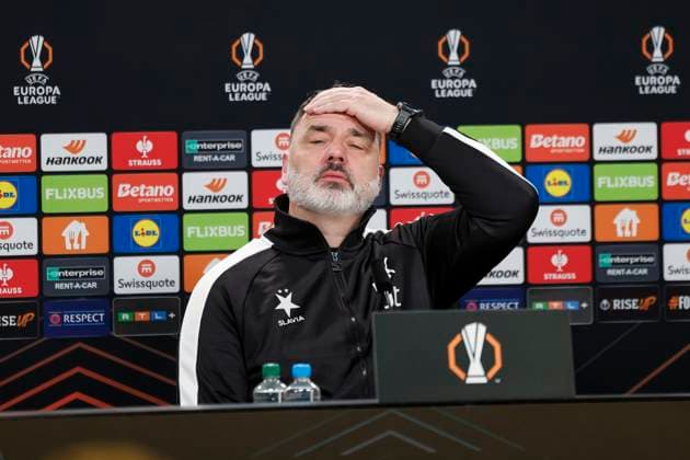 Sport Bilder des Tages Jindrich Trpisovsky (Slavia Prag, Trainer) bei der Pressekonferenz , Fussball, UEFA Europa League, 4. Spieltag, 2024 2025, Eintracht Frankfurt vs. Slavia Prag, 07.11.2024, Frankfurt Stadion, Frankfurt am Main, Deutschland Frankfurt am Main Frankfurt Stadion Hessen Deutschland Copyright: xGrantxHubbsx