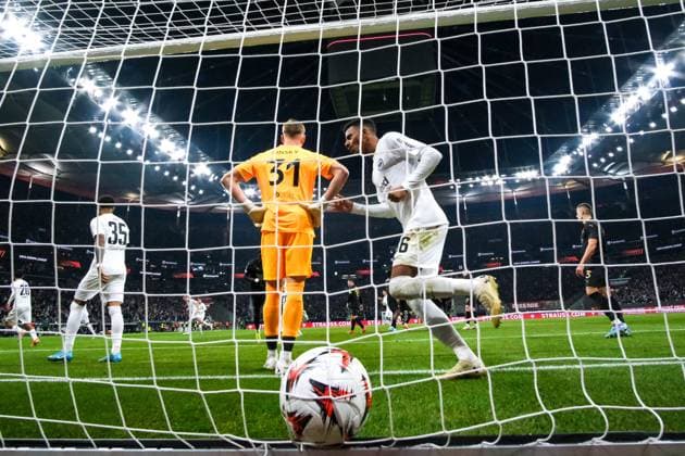 Das Tor zum 1:0 durch Omar Marmoush (Eintracht Frankfurt, 07), GER, Eintracht Frankfurt vs. SK Slavia Prag, Fussball, UEFA Europa League, 4. Spieltag, Spielzeit 2024 25, 07.11.2024. GER, Eintracht Frankfurt vs. SK Slavia Prag, Fussball, UEFA Europa League, 4. Spieltag, Spielzeit 2024 25, 07.11.2024. Frankfurt am Main Copyright: xEibner-Pressefoto FlorianxWieganx EP_FWD
