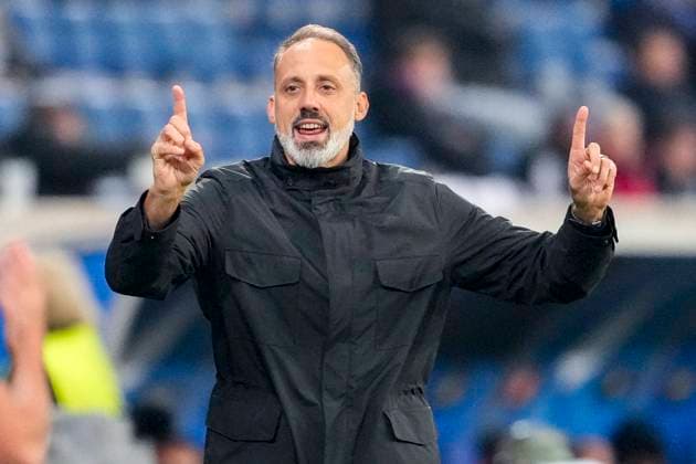 Pellegrino Matarazzo (Rino, Trainer, Cheftrainer, Hoffenheim), gibt Anweisungen, gestikuliert, mit den Armen gestikulieren, Einzelbild, Einzelfoto, Aktion, Action, Freude, freuen, freut sich, freundlich, fröhlich, glücklich, strahlend, optimistisch, 07.11.2024, Sinsheim (Deutschland), Fussball, UEFA Europa League, Gruppenphase, TSG 1899 Hoffenheim - Olympique Lyon, REGULATIONS PROHIBIT ANY USE OF PHOTOGRAPHS AS IMAGE SEQUENCES AND OR QUASI-VIDEO.