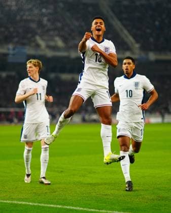 Ollie Watkins of England celebrates scoring the opening goal Greece v England, UEFA Nations League, League B, Group 2, Football, Olympic Stadium, Athens, Greece - 14 Nov 2024 EDITORIAL USE ONLY No use with unauthorised audio, video, data, fixture lists, club league logos or live services. Online in-match use limited to 120 images, no video emulation. No use in betting, games or single club league player publications. Copyright: xJavierxGarcia Shutterstockx 14902321bm