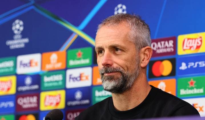 RB Leipzig - Pressekonferenz Champions League Mailand, 25.11.2024, Giuseppe-Meazza-Stadion, Fussball, Champions League, Matchday-1, RB Leipzig vs. Inter Mailand am 26 11 2024 , RB Leipzig Pressekonferenz , Im Bild: Trainer Marco Rose, RB Leipzig ,