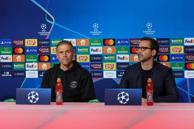 Luis Enrique Martinez Garcia (Paris Saint-Germain, PSG, Head-Coach) bei der Pressekonferenz, Ger, Internationale Pressekonferenz, Paris Saint-Germain, PSG, Fussball, UEFA Champions League, 5. Spieltag, Saison 2024 2025, 25.11.2024, Ger, Internationale Pressekonferenz, Paris Saint-Germain, PSG, Fussball, UEFA Champions League, 5. Spieltag, Saison 2024 2025, 25.11.2024 Muenchen Copyright: xEibner-Pressefoto JennixMaulx EP_JML