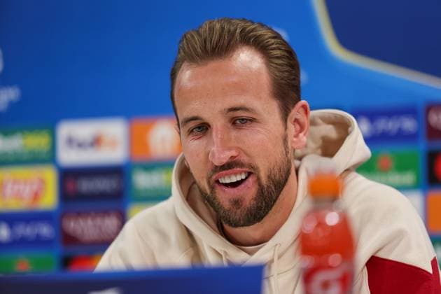 Harry Kane (FC Bayern Muenchen, 09) bei der Pressekonferenz, Ger, Internationale Pressekonferenz, FC Bayern Muenchen, Fussball, UEFA Champions League, 5. Spieltag, Saison 2024 2025, 25.11.2024, Ger, Internationale Pressekonferenz, FC Bayern Muenchen, Fussball, UEFA Champions League, 5. Spieltag, Saison 2024 2025, 25.11.2024 Muenchen Copyright: xEibner-Pressefoto JennixMaulx EP_JML