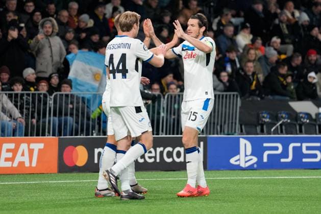 Tor, Jubel, Mateo Retegui (Atalanta Bergamo , 32) Marco Brescianini (Atalanta Bergamo , 44) Fußball, UEFA Champions Legue, 5 Spieltag, 2024 2025, BSC Young Boys vs. Atalanta Bergamo, 26.11.2024, Stadion Wankdorf, Bern,Schweiz, Bern Wankdorf Stadion Kanton Bern Schweiz Copyright: xFinleyxMörchx