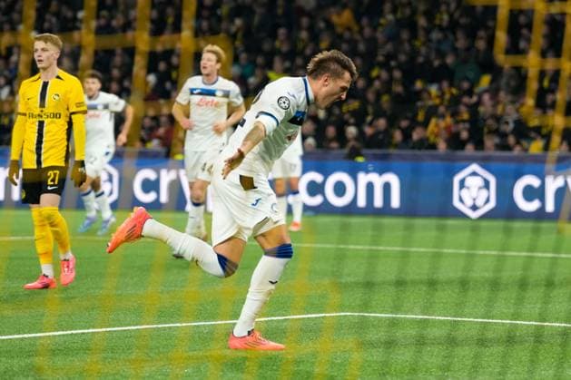 Torjubel, Mateo Retegui (Atalanta Bergamo , 32) Fußball, UEFA Champions Legue, 5 Spieltag, 2024 2025, BSC Young Boys vs. Atalanta Bergamo, 26.11.2024, Stadion Wankdorf, Bern,Schweiz, Bern Wankdorf Stadion Kanton Bern Schweiz Copyright: xFinleyxMörchx