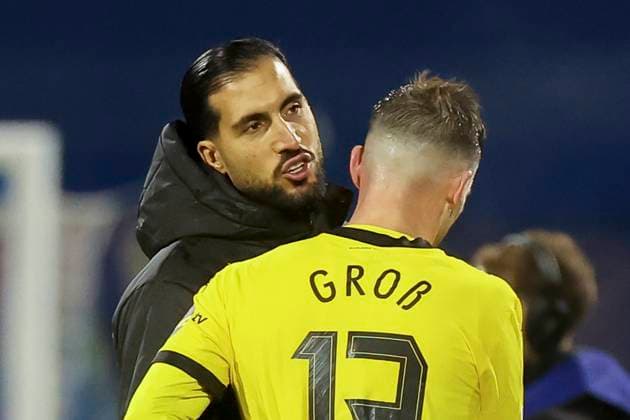 Emre Can (Borussia Dortmund) und Pascal Gross (Borussia Dortmund) unterhalten sich, UEFA Champions League 2024 25 League Phase MD5, GNK Dinamo v Borussia Dortmund, Stadion Maksimir am 27. November 2024 in Zagreb, Kroatien. (Foto von Marco Steinbrenner DeFodi Images) Emre Can (Borussia Dortmund) und Pascal Gross (Borussia Dortmund) talk together, UEFA Champions League 2024 25 League Phase MD5, GNK Dinamo v Borussia Dortmund, Stadion Maksimir, November 27, 2024 in Zagreb, Croatia. (Photo by Marco Steinbrenner DeFodi Images) Defodi-700_zagreb_bvb_20241127_095