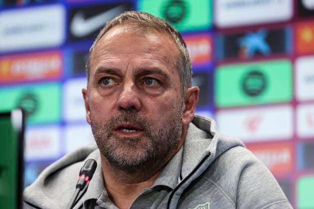 November 29, 2024, Sant Joan Despi, Barcelona, SPAIN: Hansi Flick, head coach of FC Barcelona, Barca attends his press conference, PK, Pressekonferenz during the training day of FC Barcelona ahead the Spanish League, La Liga EA Sports, football match against UD Las Palmas at Ciudad Esportiva Joan Gamper on November 29, 2024 in Sant Joan Despi, Barcelona, Spain. Sant Joan Despi SPAIN - ZUMAa181 20241129_zaa_a181_049 Copyright: xJavierxBorregox