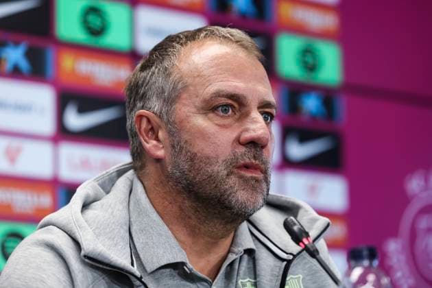 Sport Bilder des Tages November 29, 2024, Sant Joan Despi, Barcelona, SPAIN: Hansi Flick, head coach of FC Barcelona, Barca attends his press conference, PK, Pressekonferenz during the training day of FC Barcelona ahead the Spanish League, La Liga EA Sports, football match against UD Las Palmas at Ciudad Esportiva Joan Gamper on November 29, 2024 in Sant Joan Despi, Barcelona, Spain. Sant Joan Despi SPAIN - ZUMAa181 20241129_zaa_a181_089 Copyright: xJavierxBorregox