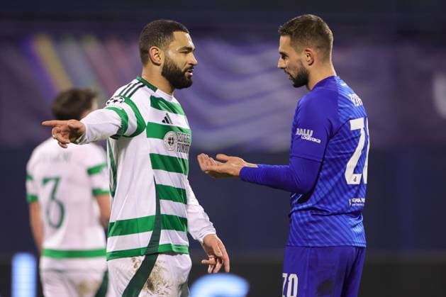 Cameron Carter-Vickers of Celtic (L) and Marko Pjaca of Dinamo Zagreb (R) Dinamo Zagreb v Celtic, UEFA Champions League, Group Stage, Football, Maksimir Stadium, Zagreb, Croatia, UK - 10 Dec 2024 EDITORIAL USE ONLY No use with unauthorised audio, video, data, fixture lists, club league logos or live services. Online in-match use limited to 120 images, no video emulation. No use in betting, games or single club league player publications. Copyright: xNikolaxKrstic Shutterstockx 14984446ce